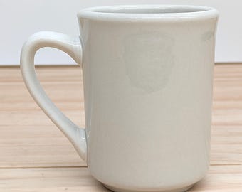 Vintage Delco Atlantic Diner Mug, 1970s Cream White Restaurant Ware