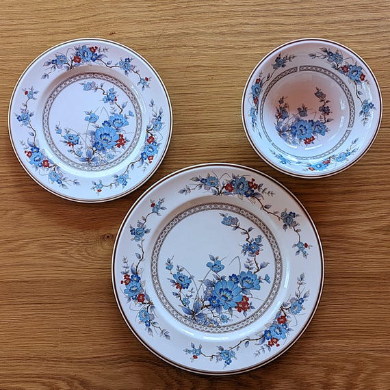 Vintage Noritake Bleufleur Dinnerware - Plates & Bowls - Versatone