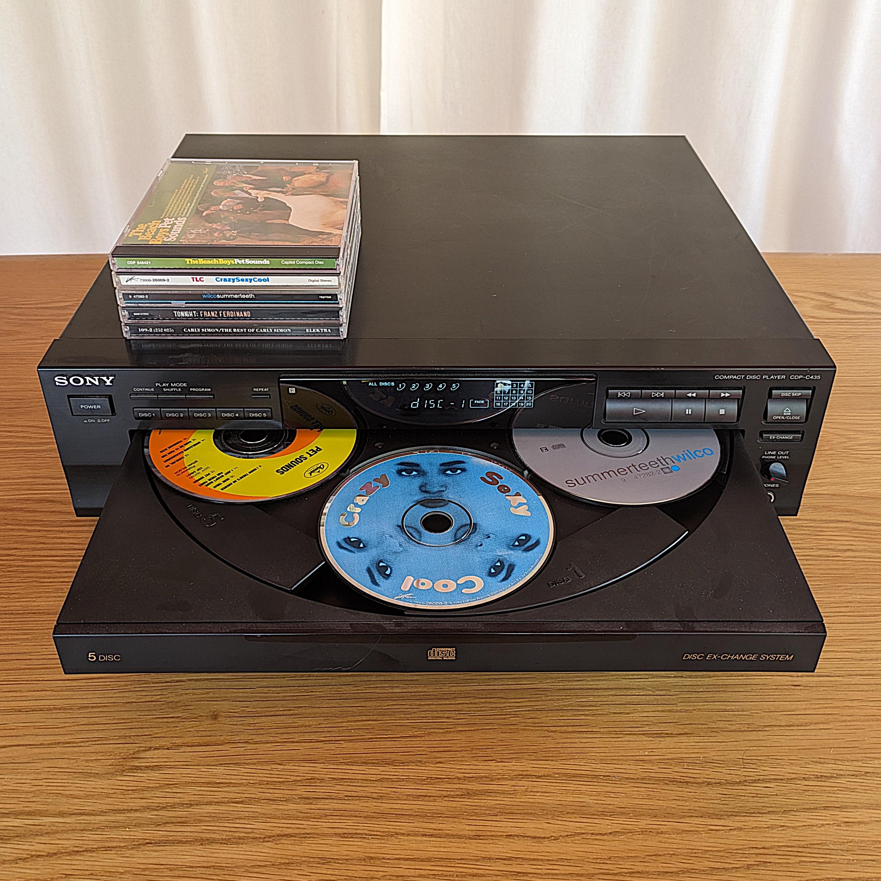 Vintage Sony 5-disc CD Changer CDP-C435 Player Carousel 1993 Made
