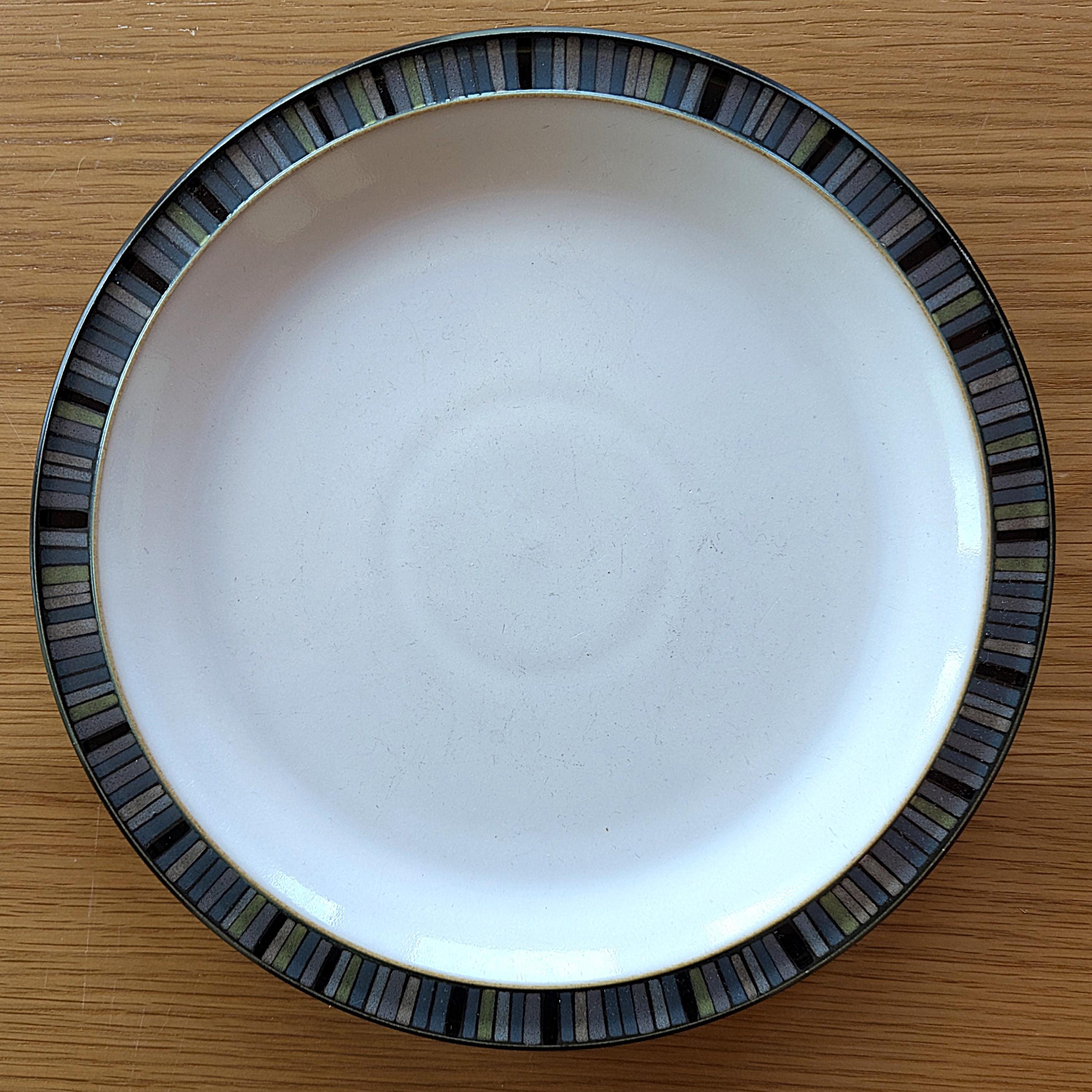 Pair of Denby Jet Stripes Luncheon or Salad Plates 8.75