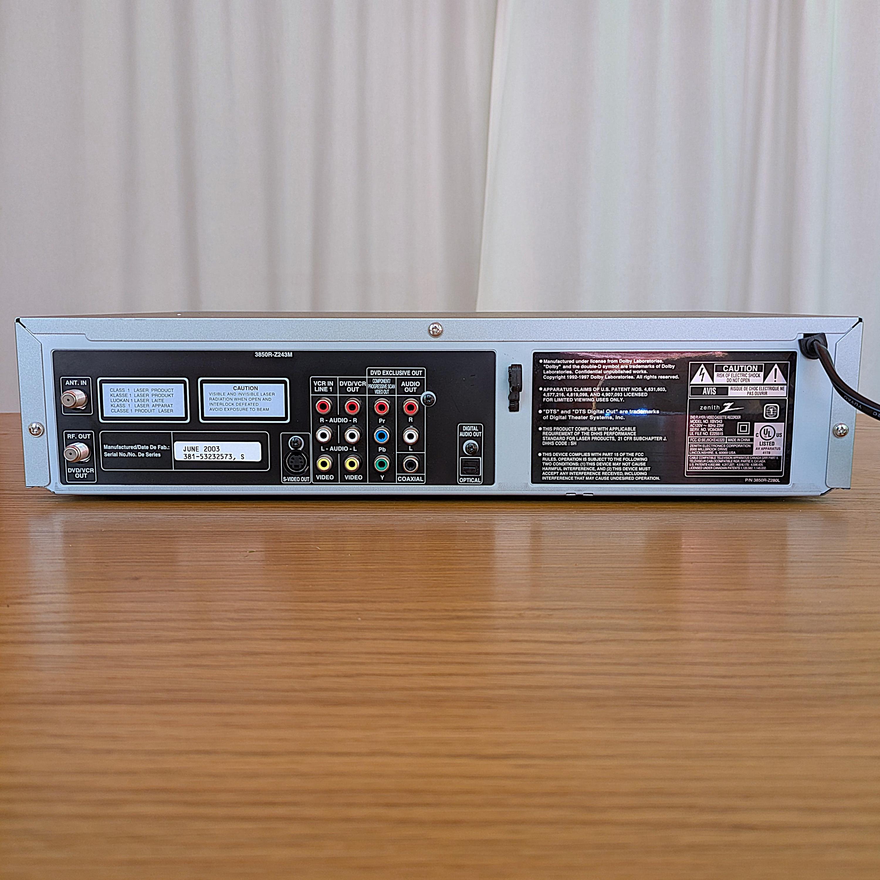 Zenith XBV343 DVD VCR Combo Player – 4-head Hi-fi Vhs Recorder