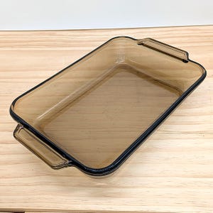 Vintage Anchor Hocking Smoke Brown Glass Baking Dish 2 Qt 8x11.5x2" Oven Microwave Safe 1980s USA Rectangular Bakeware
