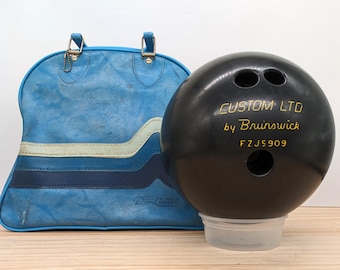 Vintage Don Carter Bowling Taschen-Set, Brunswick Custom LTD Ball, 1980er Jahre