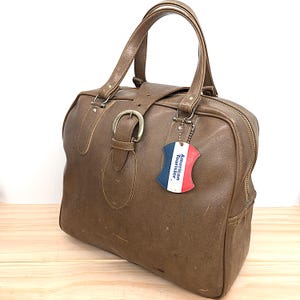 Vintage American Tourister Leather Travel Bag - 1960s Japan-Made Overnight Bag - Retro Weekender Luggage - Gift for Travelers