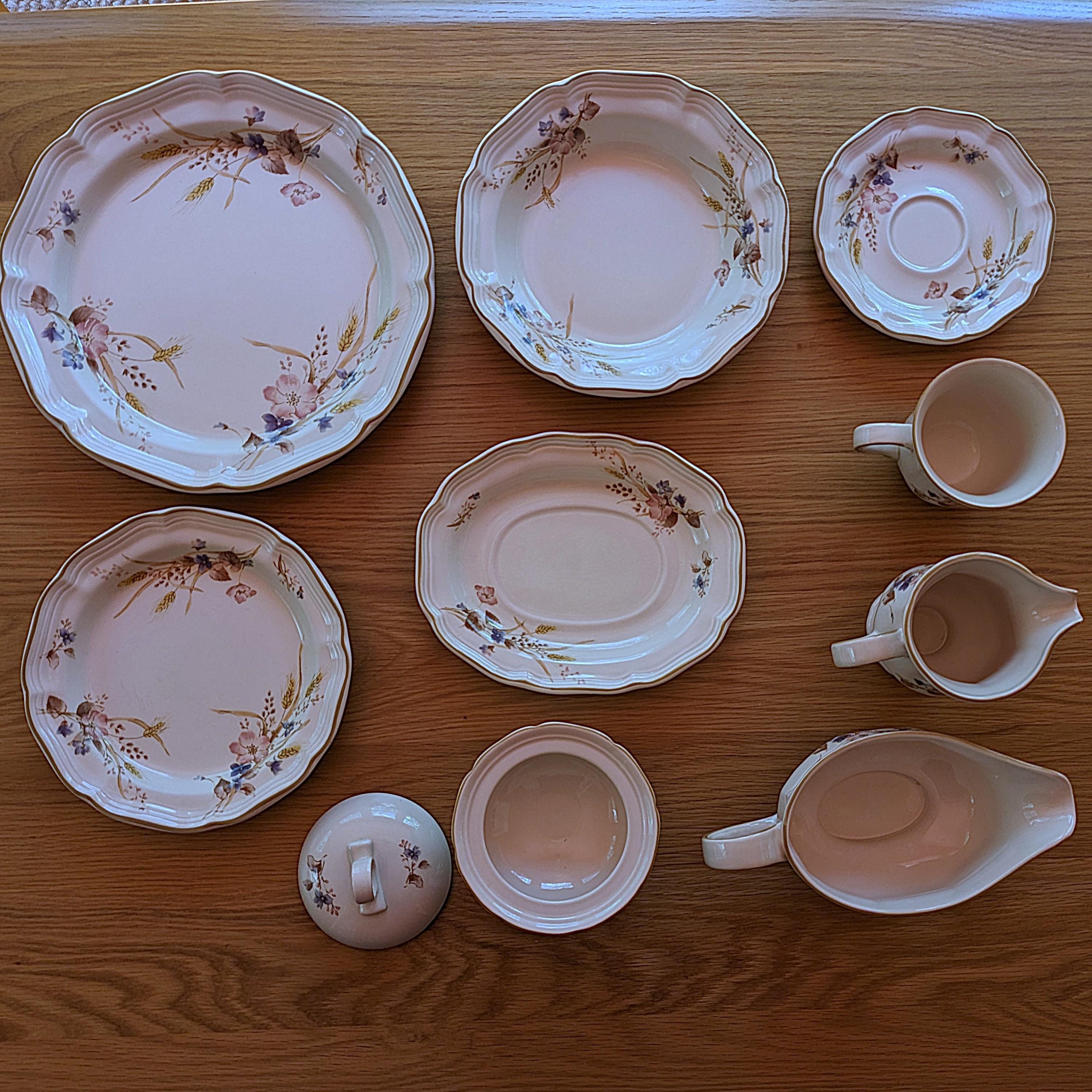 Vintage Mikasa Heritage Golden Sky Dinnerware, Floral Wheat
