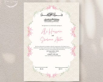 Noor Al Haya- Nikkah Certificate, digital prints, Customised Nikkah Certificate, Luxury Nikkah Certificate, Nikkah Nama,Islamic wedding