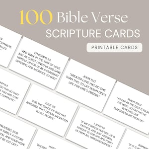 100 Cartões de Versículos Bíblicos Inspiradores, Cartões de Escrituras, Minimalista, Estudo Bíblico, Cartões de Afirmação, Versículo Bíblico para Memorizar, Cartões de Quadro de Oração