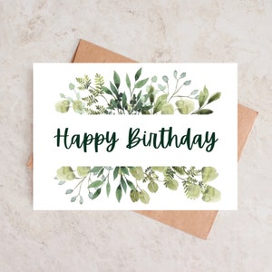 Cartão de aniversário para impressão, cartão de aniversário floral, para impressão, download instantâneo, 4x6 e 5x7, PDF e JPG