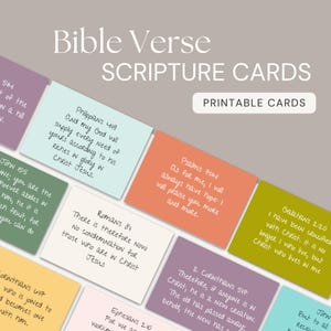 32 Cartões de versículos bíblicos para impressão, download digital, cartões de afirmação cristã para impressão, cartões de memória da Bíblia, cartões de escritura inspiradores