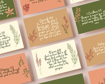 32 tarjetas de afirmación de las Sagradas Escrituras, descarga digital, tarjetas de afirmación cristianas imprimibles, tarjetas de memoria bíblica, tarjetas de versículos bíblicos de estilo bohemio
