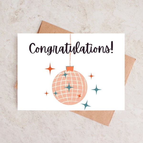 Retro Congratulations Card | Printable Congratulations Card | Digital Congratulations Card | Digital Download | 4x6 & 5x7 | PDF, JPG