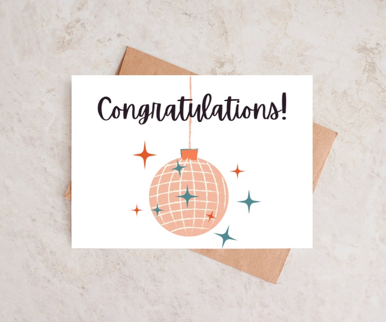 Retro Congratulations Card Printable Congratulations Card Digital Congratulations Card Digital Download 4x6 & 5x7 PDF, JPG image 1