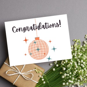 Retro Congratulations Card Printable Congratulations Card Digital Congratulations Card Digital Download 4x6 & 5x7 PDF, JPG image 2