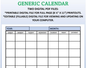 Printable Blank Calendar. Blank Calendar.