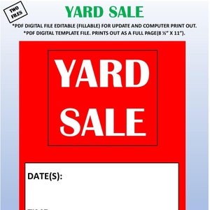 Garage Sale Sign. Garage Sale Flyer. Printable Sign.