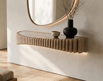 Japandi Floating Console Wall Mounted Shelf CNC Files, DIY Parametric Furniture Digital Download, Tool-Free Assembly