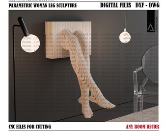 Parametric Sensual Woman Leg Wall Art CNC Cutting File | Curvy Sexy Female Wall Decor | 3D Wall Art Woman | Digital Files | DIY Furniture
