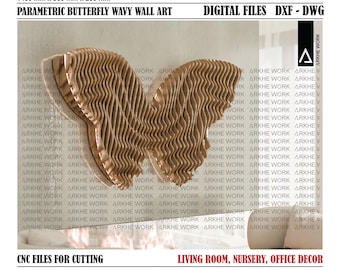 Parametric Butterfly Wall Art CNC Cutting File | Modern Cool CNC Design | Wall Decor | Digital Files | DIY Furniture | Architect-Designed