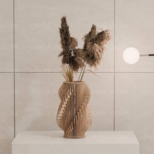 Parametric Wave Vase l Parametric Art CNC Cutting File l Contemporary Home Decor l Modern Sculpture l Flowerpot l CNC Drawing Model