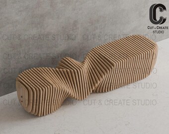 Parametric CNC Bench Plan | Adjustable Length | DIY Cnc Cut | Wooden Bench Digital File | CNC Furniture Design | Instant Download Dwg Dxf