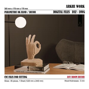 Arquivo de corte CNC para escultura manual paramétrica | Sinal de Ok | Arquivo pronto para cortar | Arquivos digitais | Móveis DIY | Projetado por arquitetos | Hand-1