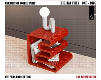 Parametric Coffee Table CNC Cutting File | Curvy Decor | Interior Design of Any Room Designed by Architect | Digital Files | DIY Furniture