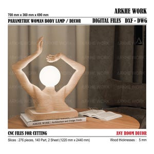 Parametric CNC Sexy Woman Table Lamp Design Cutting File |  Beautiful Female Body Lamp | CNC Ready Digital Files | DIY Table 3D Lamp