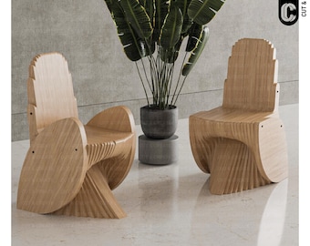 Parametric Wavy Chair | CNC Cutting Files | Curved Wooden Chair Design | Digital Download | DIY Plywood Chair | Modern Ergonomic Chair