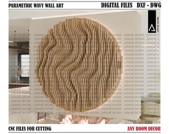 Parametric Wavy Wall Art CNC Cutting File | 3D Wall Art Modern CNC Design | Wall Decor | Digital Files | DIY Furniture | Architect-Designed