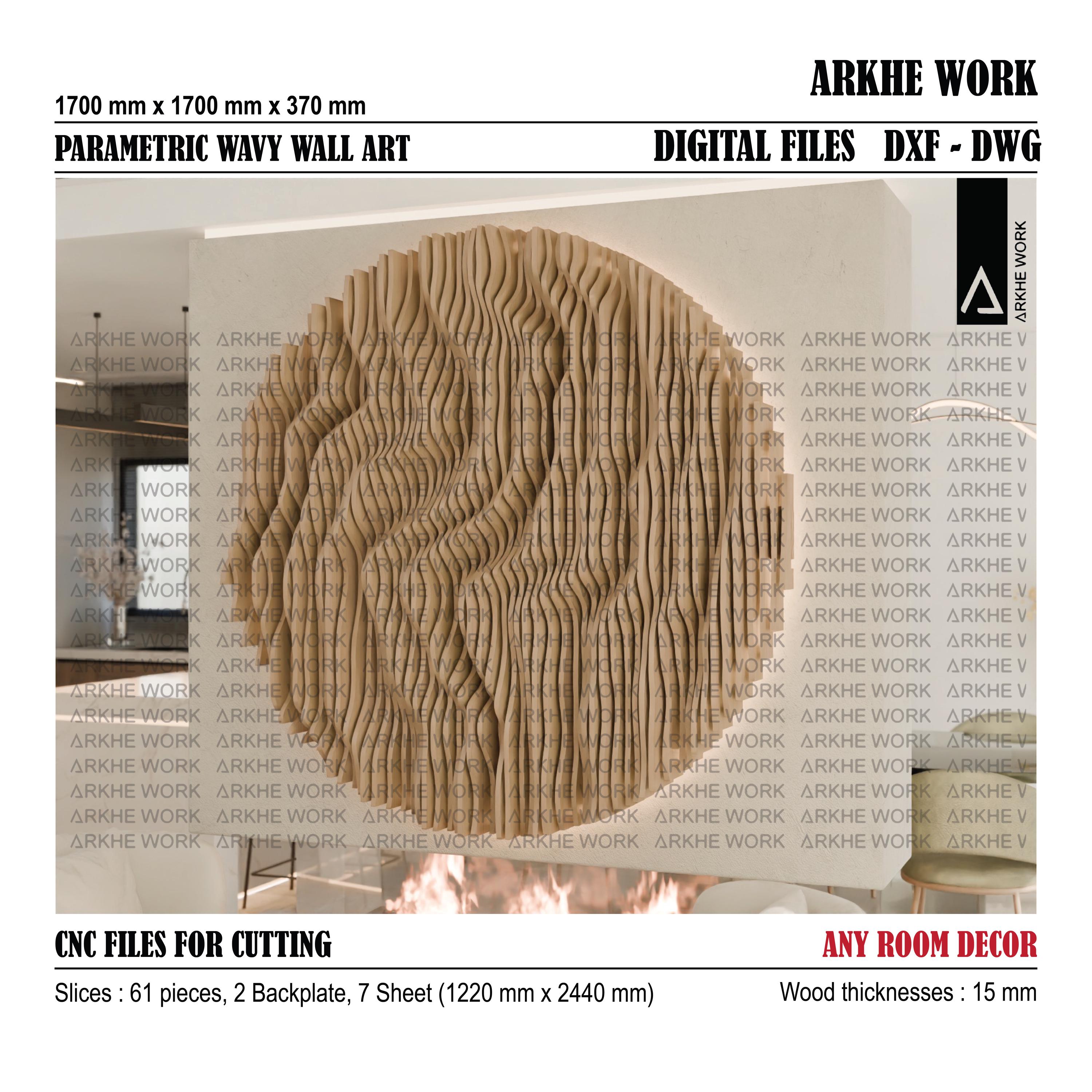 Parametric Wavy Wall Art CNC Cutting File | 3D Wall Art Modern CNC ...