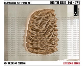 Wavy Parametric Wall Art CNC Cutting File | 3D Wall Art CNC Design | Wall Hanging| Digital Files | DIY Furniture Decor | Architect-Designed