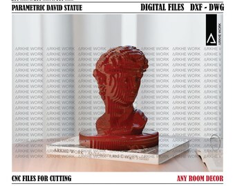 Parametric David Sculpture Statue Cutting File | Decorative Head of David Sculpture | CNC Ready Digital Files Dwg Dxf | DIY Furniture