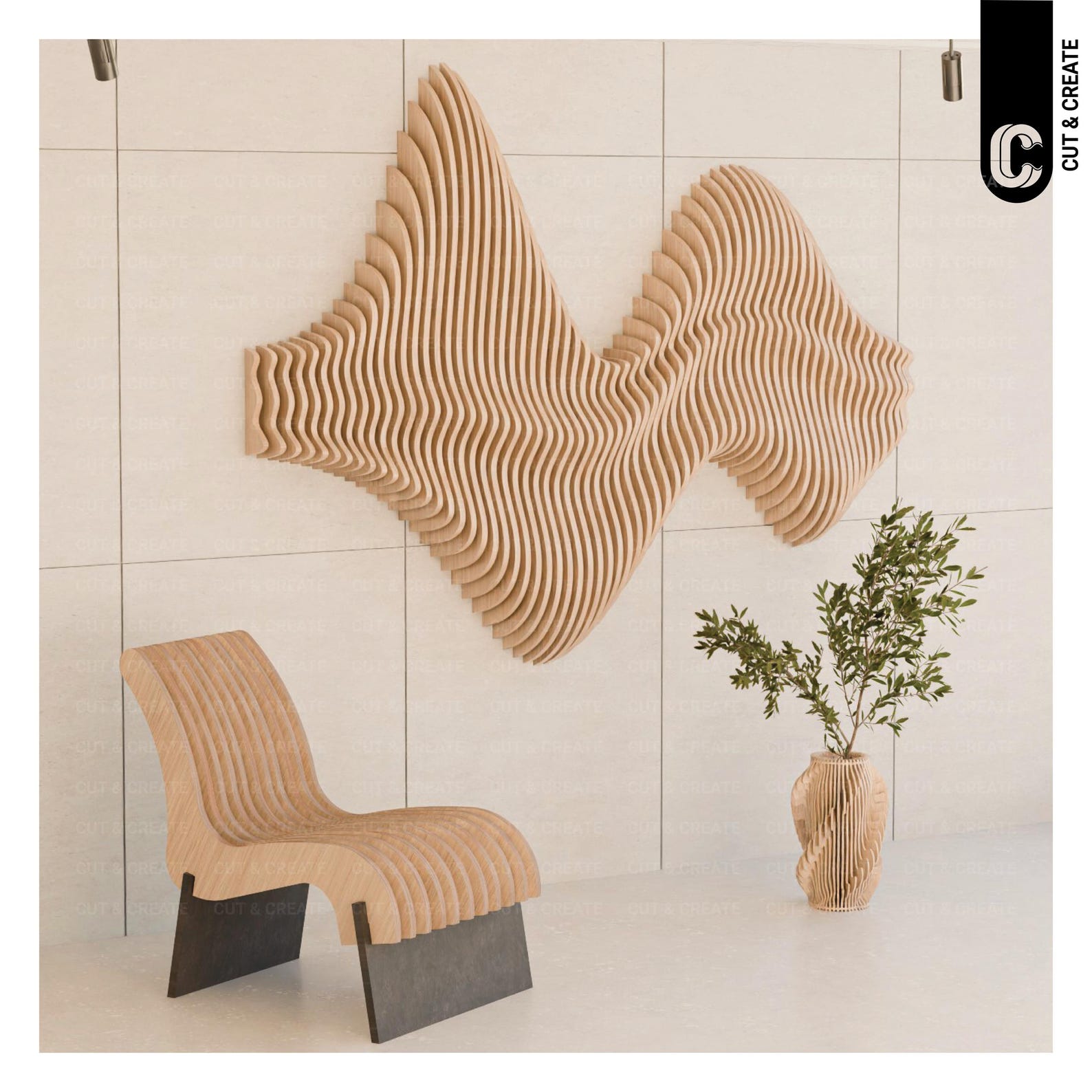 Parametric CNC Chair DXF File – Digital Laser Cut Furniture Plan ...