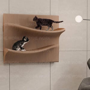 Étagère paramétrique pour chat l Fichier de découpe CNC pour meubles muraux pour chat l Décoration paramétrique l Lit mural pour chat l Chat grimpant l Modèle de dessin CNC