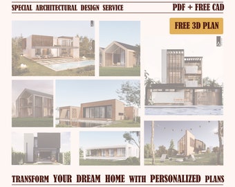 Servicio de Diseño Arquitectónico Especial / Diseños Arquitectónicos Personalizados: Transforme la Casa de sus Sueños con Planos Personalizados / Archivo Digital PDF-CAD