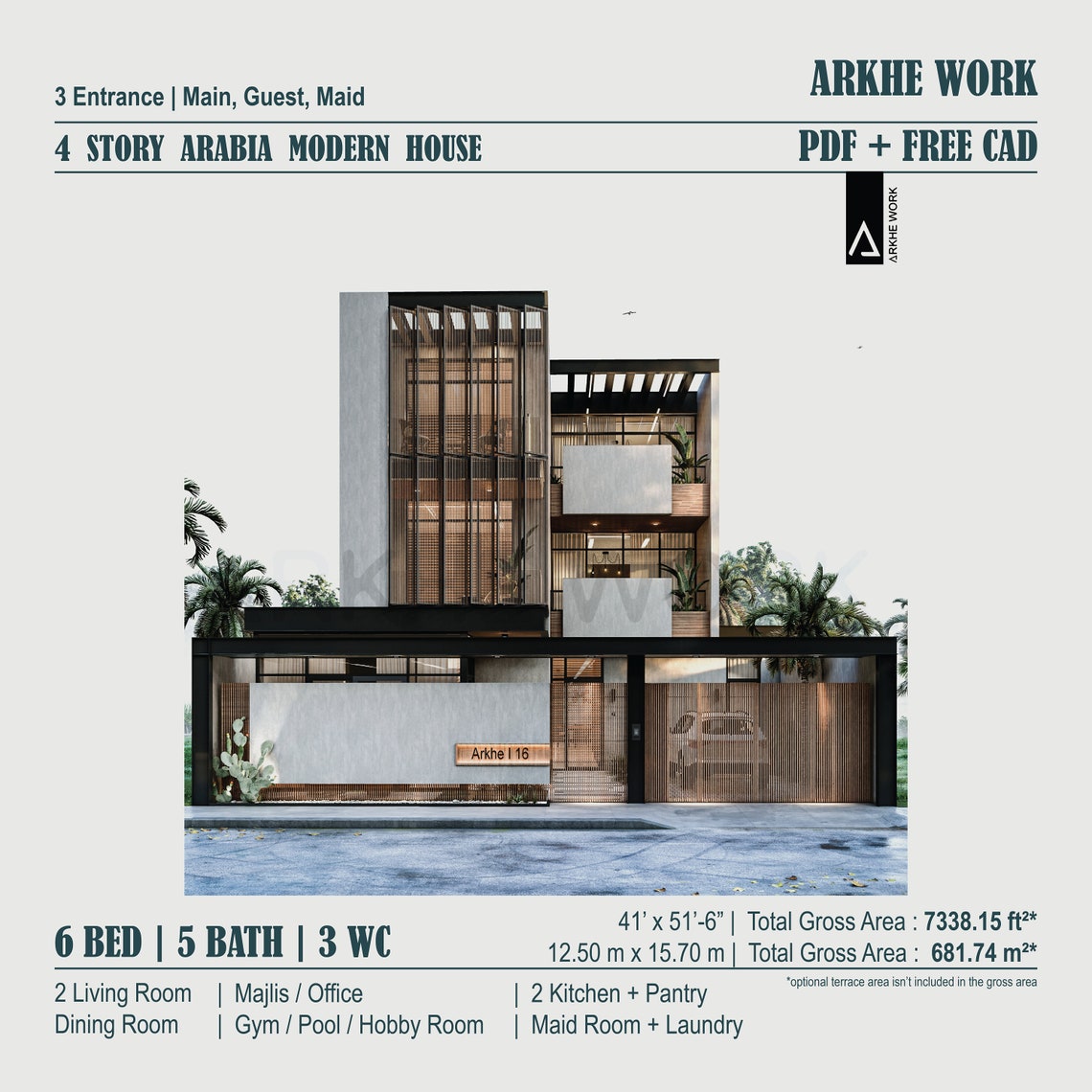 Arabia Modern Luxury House Plan ,contemporary House With Two Entry