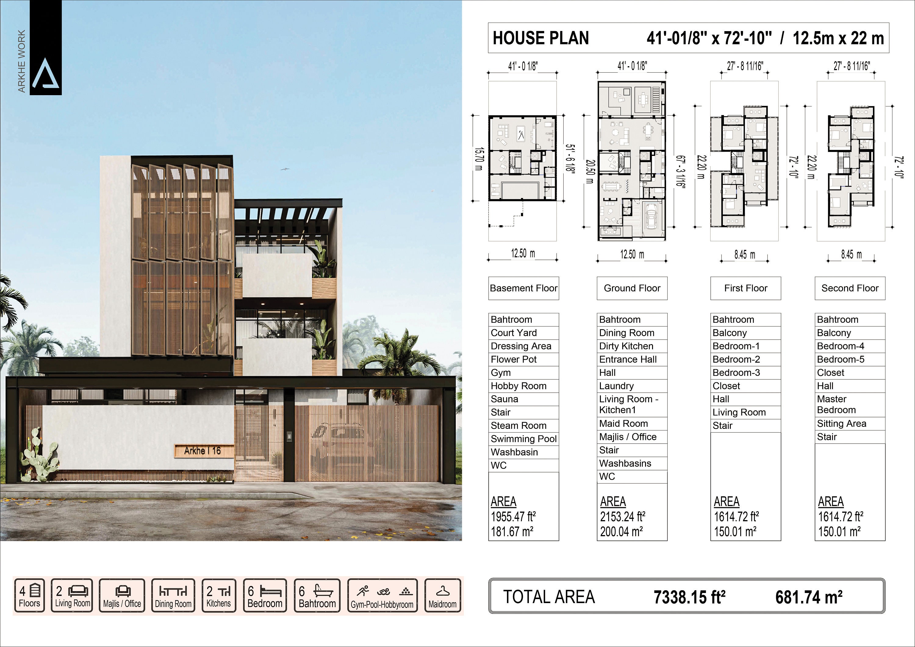 Arabia Modern Luxury House Plan ,contemporary House With Two Entry