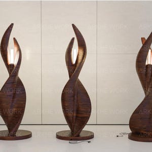 Parametric Floor Lamp Base CNC Cut Ready | Wavy Wooden Lamp | Wooden Sculpture | CNC Ready Digital Files | DIY Lamp | Architect Designed