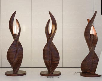 Base para lámpara de pie paramétrica lista para corte CNC / Lámpara de madera ondulada / Escultura de madera / Archivos digitales listos para CNC / Lámpara DIY / Diseño arquitectónico