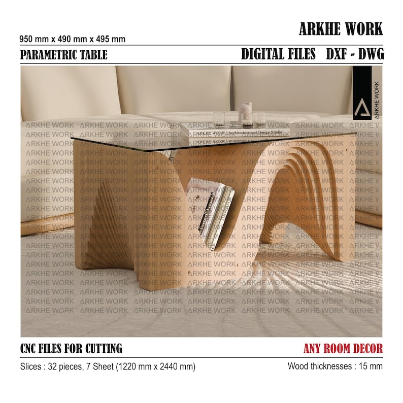 Wavy Table. File Parametric Wavy Coffee Table CNC Cutting File | Interior Decoration of ...