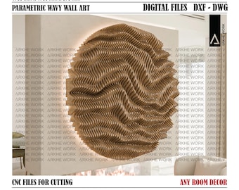 Parametric Wavy Wall Decor CNC Cutting File | 3D Wall Art CNC Design | Wall Hanging| Digital Files | DIY Furniture | Architect-Designed