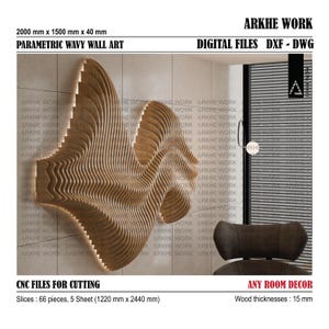 Wavy Parametric Wall Art CNC Cutting File | 3D Wall Art CNC Design | Wall Hanging| Abstact Wall Panels | Digital Files | DIY Furniture Decor