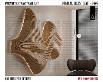 Wavy Parametric Wall Art CNC Cutting File | 3D Wall Art CNC Design | Wall Hanging| Abstact Wall Panels | Digital Files | DIY Furniture Decor