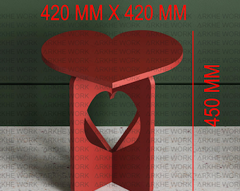 Heart Shaped Table or Stool - Flat Pack Digital CNC Cutting Files | Wooden Table | Nightstand CNC | Dxf, Dwg Digital Files | DIY Furniture