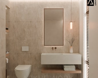 Custom Modern Bathroom Design | Luxury Minimal Bath | 3D Rendering & Remodel Service | Personalized eDesign for Stylish Renovations | Bath