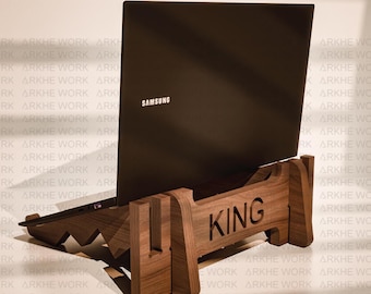 Wooden Laptop Stand - Ergonomic Laptop Riser Scandinavian Desk Stand - MacBook & Computer Stand - Digital CNC Cutting File | DIY Furniture