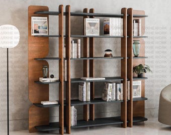 Modern Shelf CNC Cutting Files | Mid-Century Shelf | DIY Bookshelf, Woodworking Plans, Laser Cut Decor, Display Unit | Digital Dxf Dwg Files