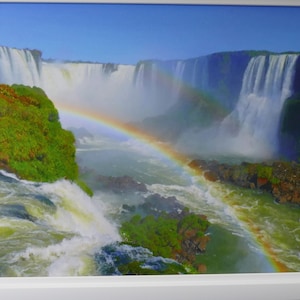 Waterfall, Rainbows, Nature Photography, Landscape Photo, Iguazu Falls, Wall Art, Wall Decor