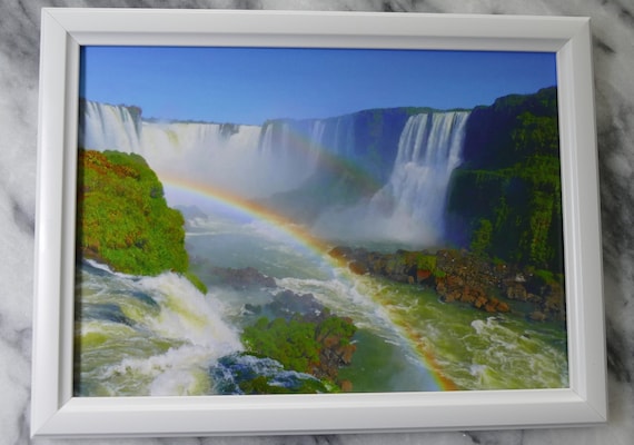 Waterfall, Rainbows, Nature Photography, Landscape Photo, Iguazu Falls, Wall Art, Wall Decor