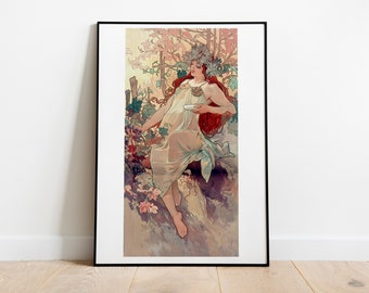 Art Nouveau - poster vintage - Alphonse Mucha - ILLUSTRAZIONE 1896 - Autunno - Poster in carta semilucida premium